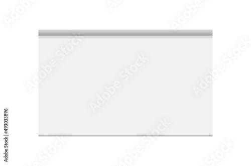 Projector screen vector or roll up banner mock up blank empty isolated totem flat design illustration, white presentation square board advertising poster idea