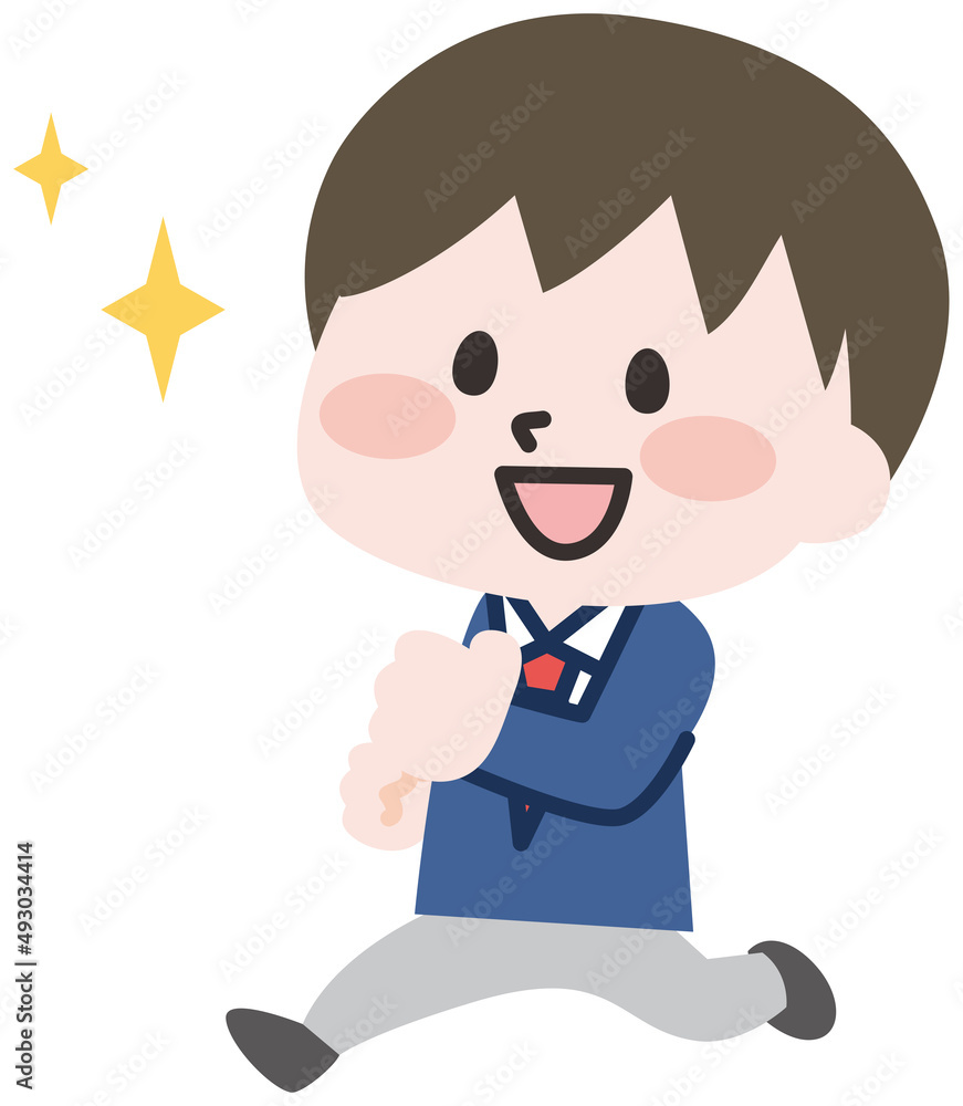 走る男子学生のイラスト 走る男子学生のイラスト