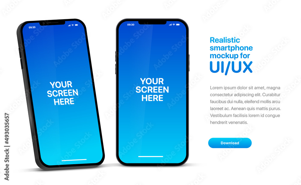 3d high quality vector smartphone mockups. Ultra realistic mobile device UI UX mockup for presentation template. 3d isometric phone with different angles views. Cellphone frame with fillable field. 3d high quality vector smartphone mockups. Ultra realistic mobile device UI UX mockup for presentation template. 3d isometric phone with different angles views. Cellphone frame with fillable field.