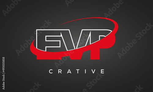 EVP creative letters logo with 360 symbol vector art template design photo