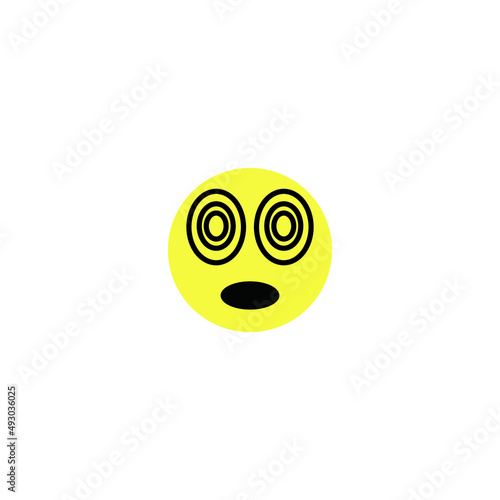 Dizzy looking cartoon version of the emoji face icon on a white background