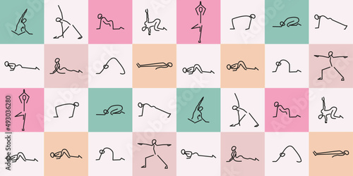 Seamless Pattern with Yoga Poses