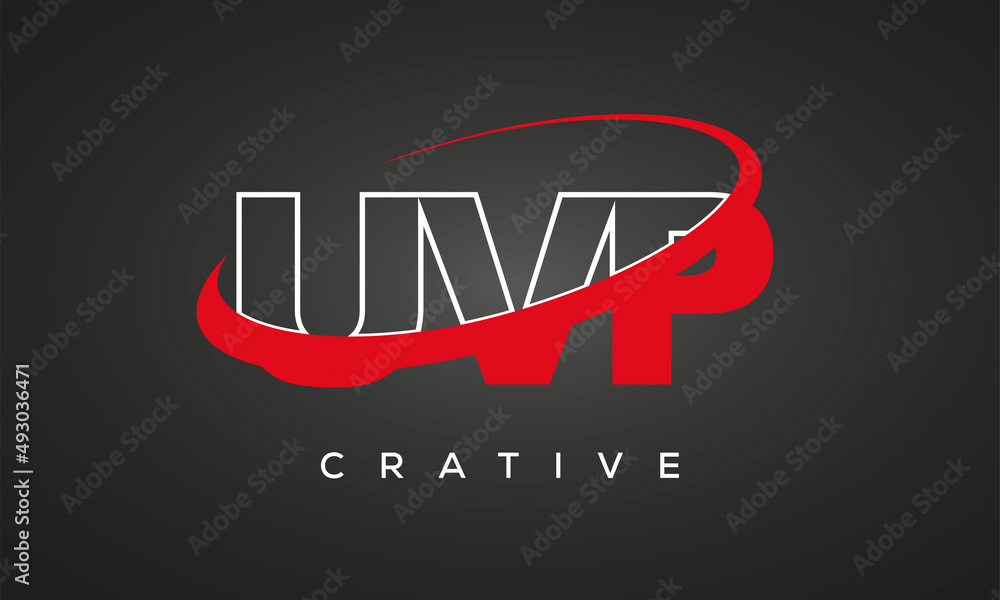 UVP creative letters logo with 360 symbol vector art template design
