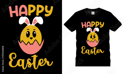 Easter Day T-shirt design. Happy easter bunny ears eggs. Typography graphic vecrot art shirt design. Easter shirt apparel, spring holiday. Easter Funny Quotes t-shirt for kid’s men, women. Poster, and