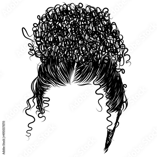 Illustration with African woman, long curly hair