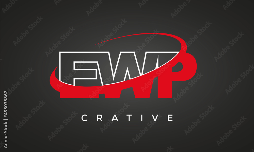 EWP creative letters logo with 360 symbol vector art template design