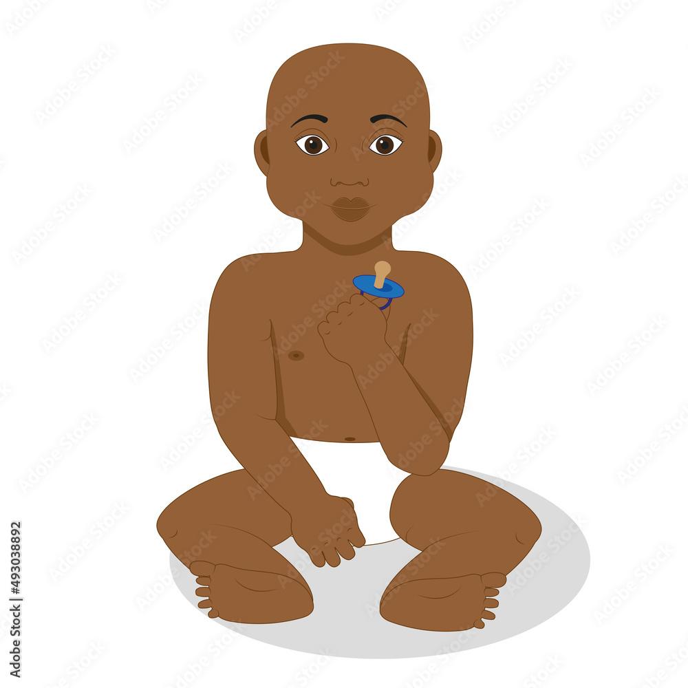 African baby boy with a baby pacifier in his hand African baby boy with a baby pacifier in his hand