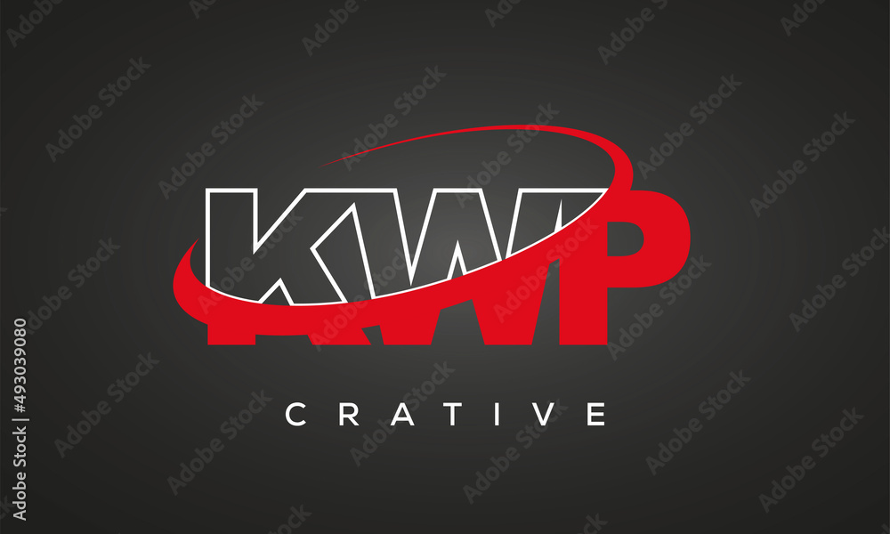 KWP creative letters logo with 360 symbol vector art template design
