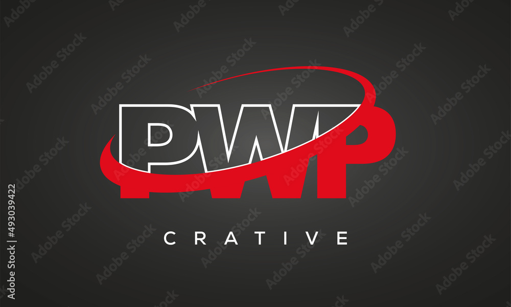 PWP creative letters logo with 360 symbol vector art template design