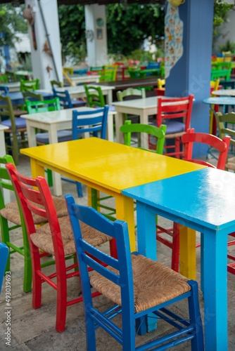 Wallpaper Mural Colourful Chairs in a Greek Restaurant
 Torontodigital.ca