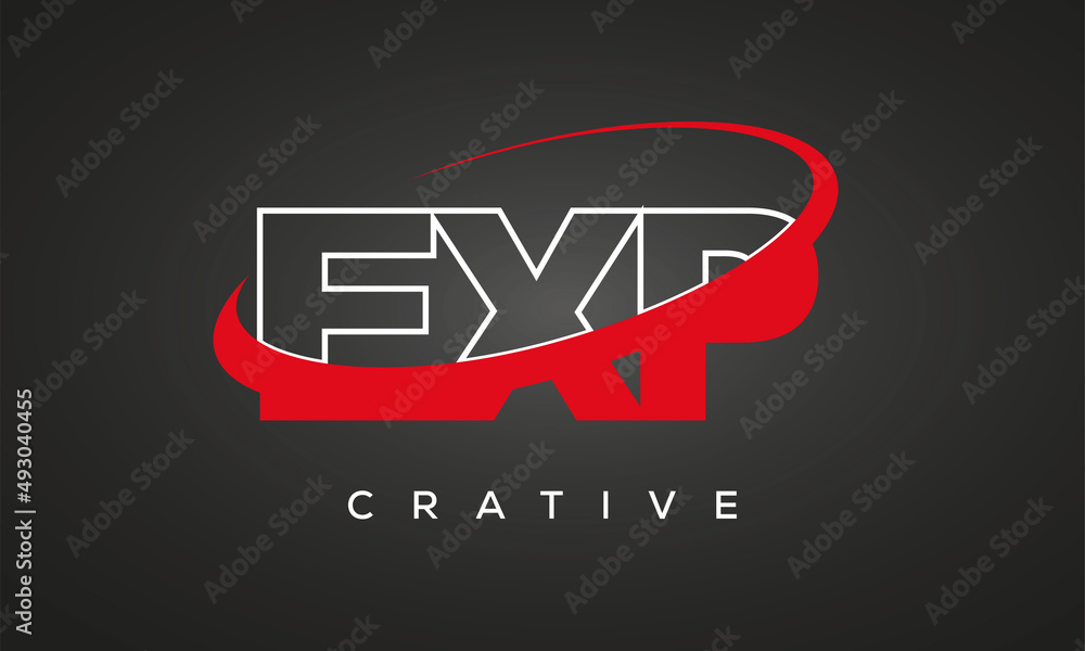 EXP creative letters logo with 360 symbol vector art template design