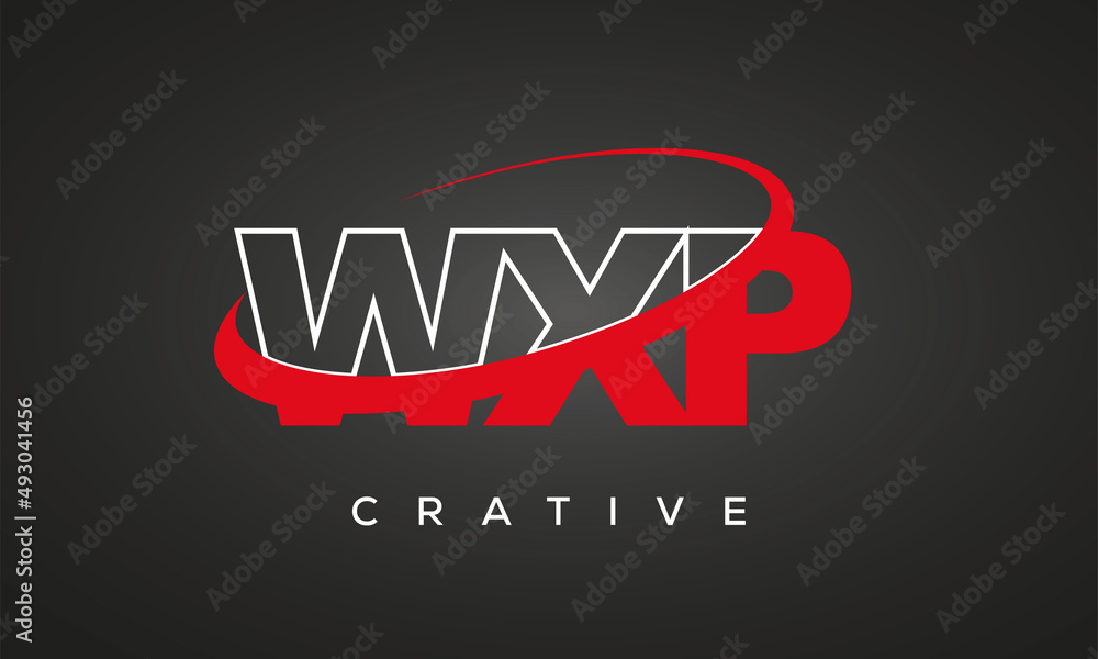 WXP creative letters logo with 360 symbol vector art template design