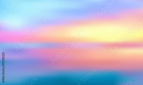 Pink sunset sea sky blurred background - pink and yellow background vector illustration