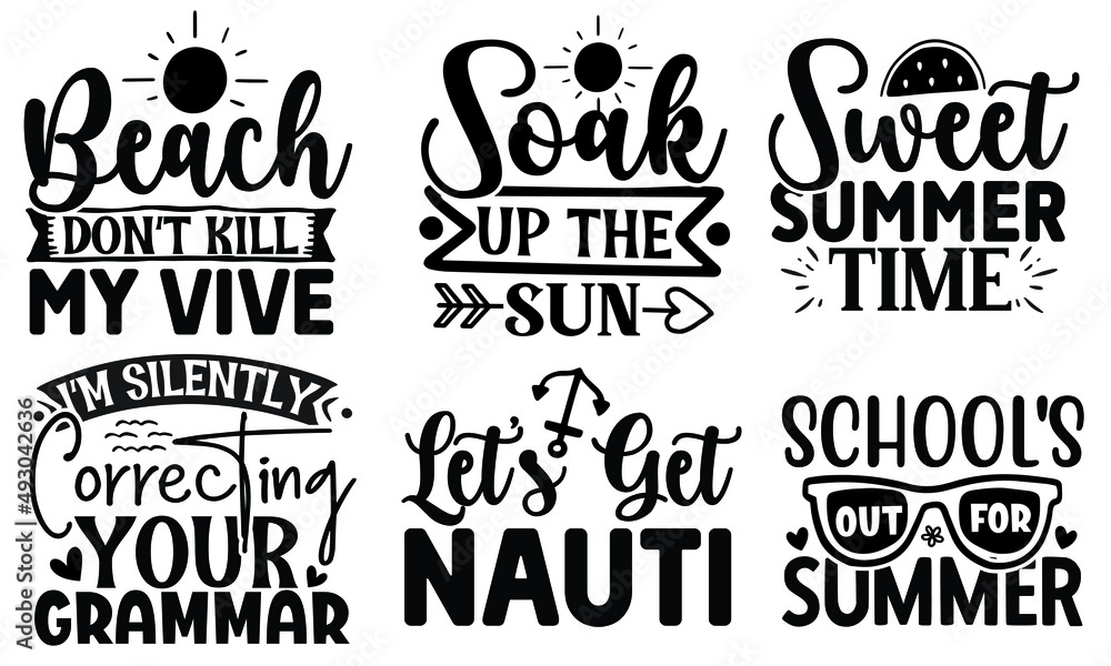 Fototapeta premium Summer SVG T shirt Design Bundle