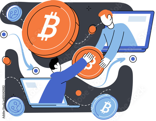 Cryptocurrency bitcoin mining metaphor Blockchain exchange platform. Cyber banking procedures, bitcoin trading, wallet. Ecurrency transactions. Digital currency, cryptocurrency market, hidden mining