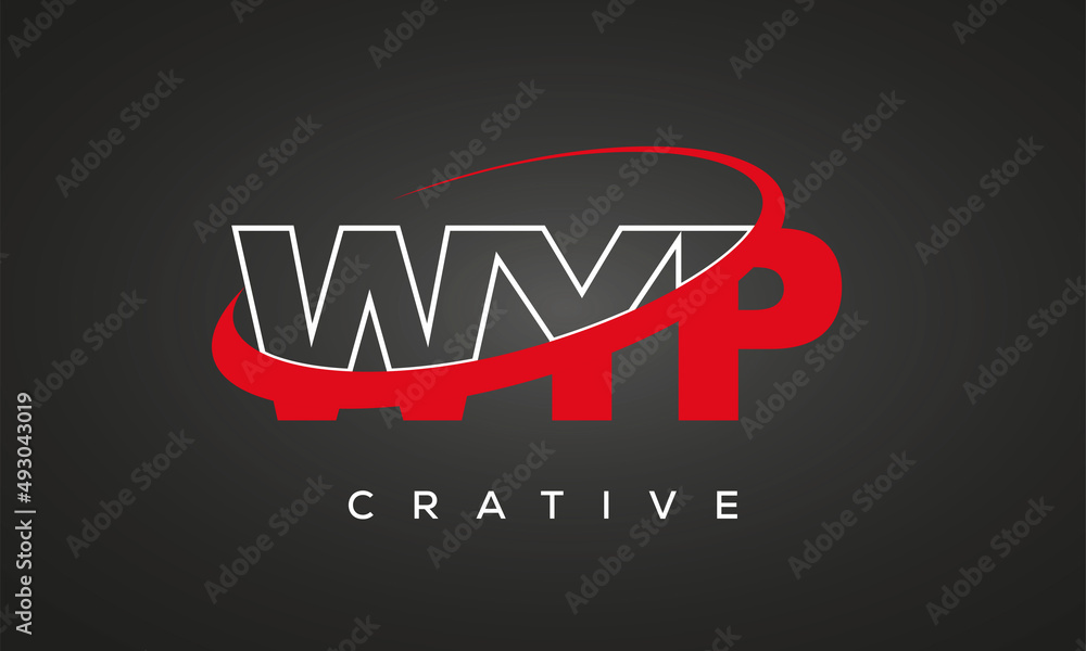 WYP creative letters logo with 360 symbol vector art template design