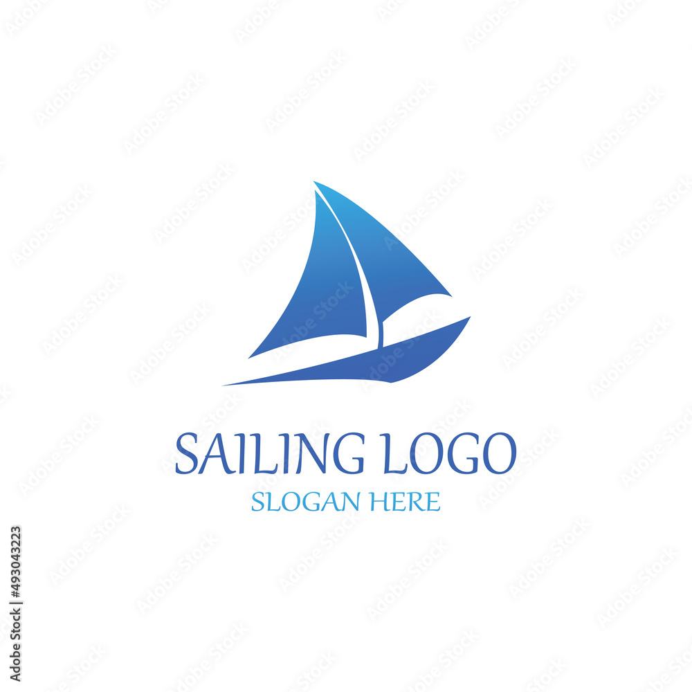 Sailboat or sailing boat logo with waves of waves. Using the logo icon design concept vector illustration template Sailboat or sailing boat logo with waves of waves. Using the logo icon design concept vector illustration template