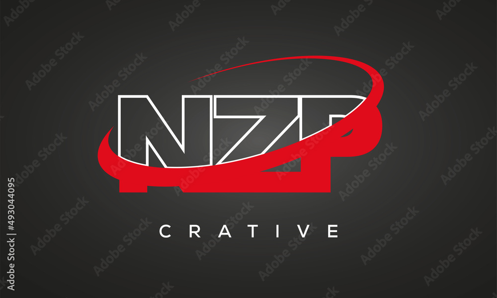 NZP creative letters logo with 360 symbol vector art template design