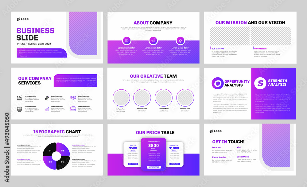 Business slide presentation template design
