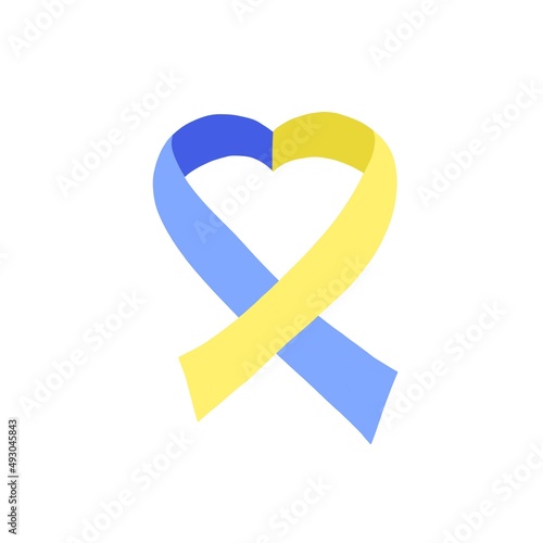 Ukrainian ribbon - peace in Ukraine, stop the war. yellow-blue flag of Ukraine.