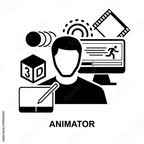 Animator icon isolated on white background vector illustration.