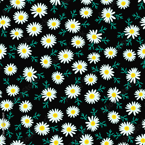 white daisy seamless pattern. ditsy daisy pattern. floral pattern. floral background. good for backdrop, background, dress, fabric, fashion, pajama, kimono, wallpaper, etc. © hartami