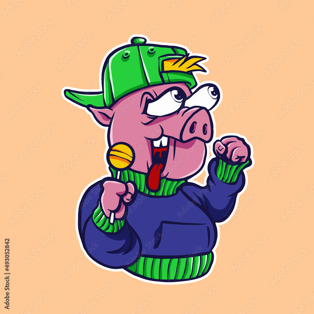 Fototapeta premium candy pig illustration