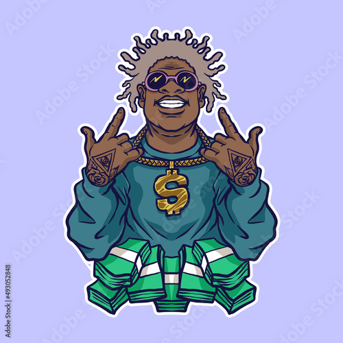 man rapper hypebeast illustration