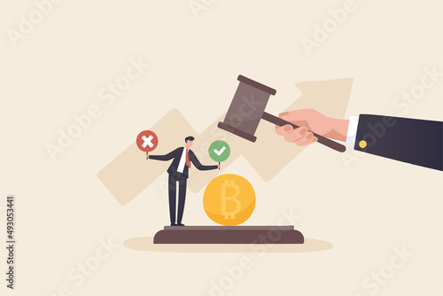 Concept of cryptocurrency legislation. Crypto or Decentralized money. Investors are excited about the results of the crypto-currency laws.