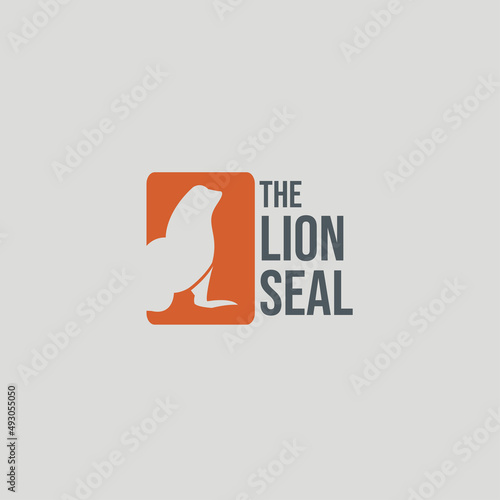 The lion seal logo design inspiration. silhouette lion seal logo template. Vector Illustration