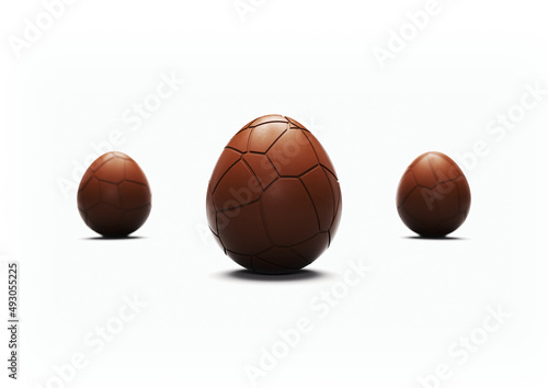 Easter eggs with pattern on white background