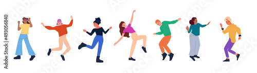 happy people in dance poses
