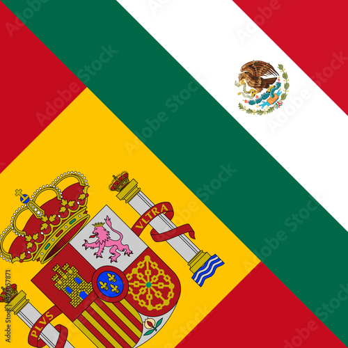 harmony icon of spain and mexico flags. vector illustration
