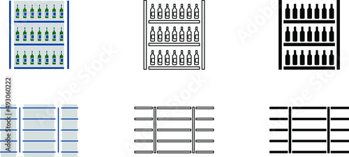 Store Shelf with goods ,stand shelf icon , vector 
