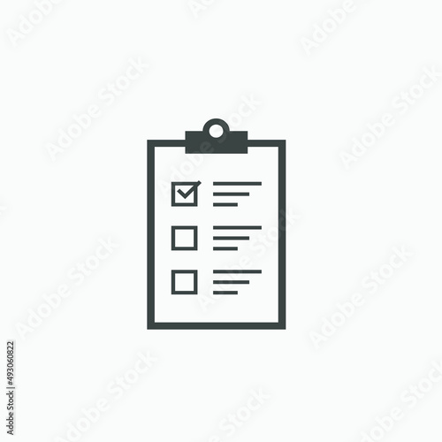 Document with checkbox, clipboard, checklist icon vector isolated