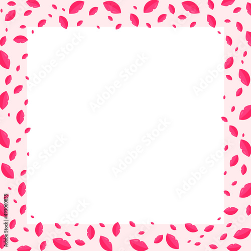 Frame with lips on a white background