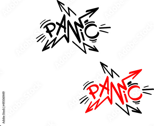 Panic - abstract font composition, symbol of panic and disintegration
