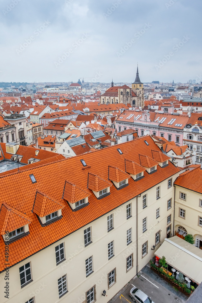 Prague panoramic view of the city of Prague at the Old Town Square, Czechia