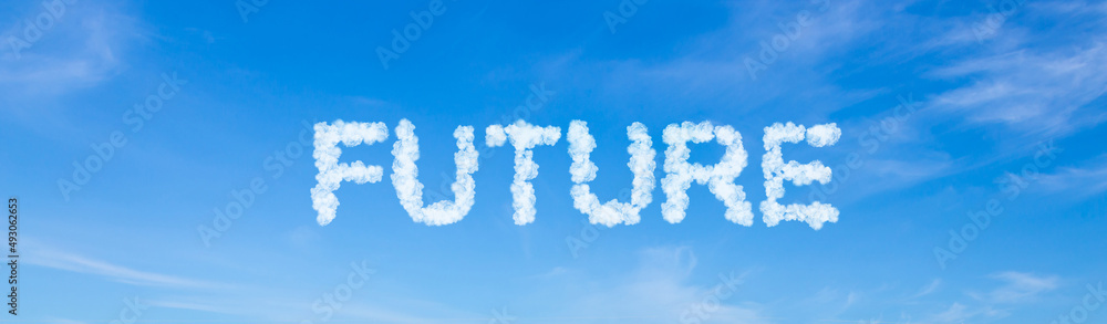 Future word made of clouds on blue sky background Future word made of clouds on blue sky background