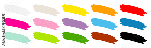 Set Fünfzehn Bunte Pinselstriche