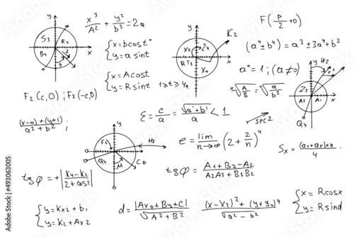 mathematical formulas, scientific schemes. vector