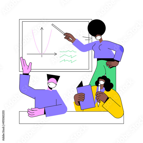 Face mask for pupils abstract concept vector illustration. Student wearing face mask, school coronavirus guidelines, covid prevention rule for pupils, reopening after lockdown abstract metaphor.