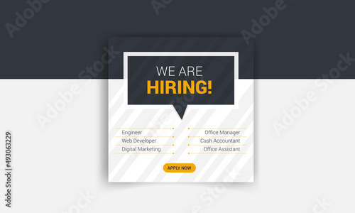 We are hiring job vacancy web banner design and editable instagram social media post template