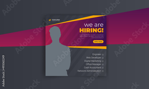 We are hiring job vacancy instagram social post template design and square web banner