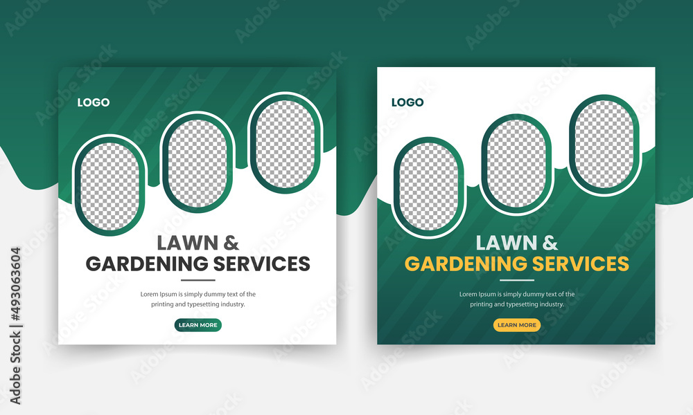 Set of Editable lawn or gardening service social media post and web banner template, vector Set of Editable lawn or gardening service social media post and web banner template, vector