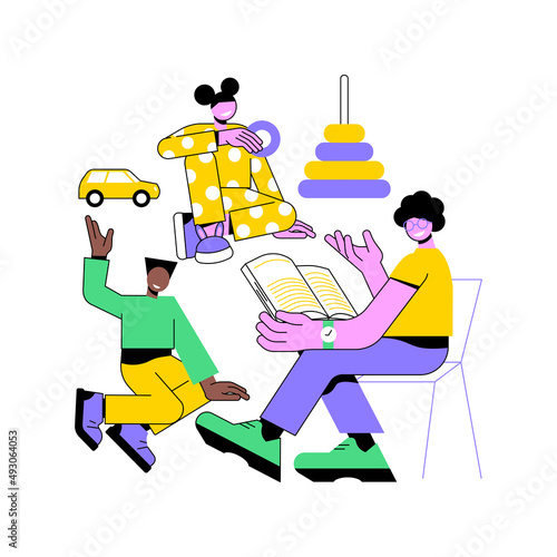 Nursery school abstract concept vector illustration. High quality pre-school program, cooperative and private nursery, educational space, bilingual kindergarten, yealding infant abstract metaphor.