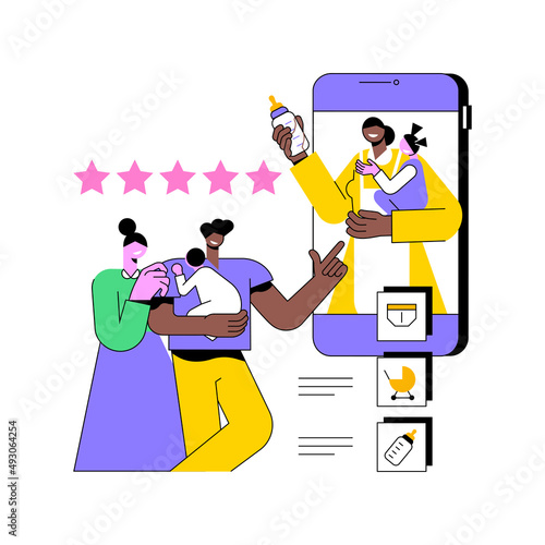 Babysitting services abstract concept vector illustration. Nanny app, personal childcare services, reliable sitter, safe babysitting during quarantine, 24 hour help with kids abstract metaphor.