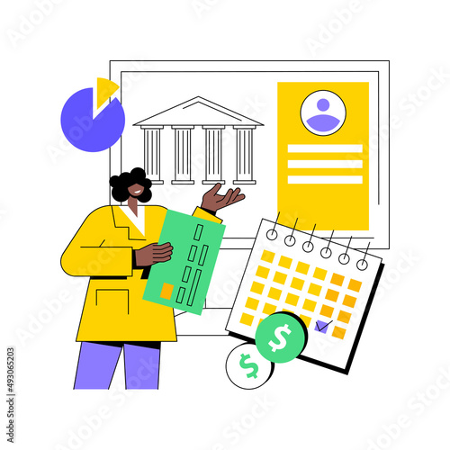 Pay a balance owed abstract concept vector illustration. Making credit payment, pay owed money to a bank, irs balance due, debt consolidation and management, taxpayer bill abstract metaphor.