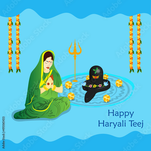 Hariyali Teej Hindu Festival Greeting Card Design photo