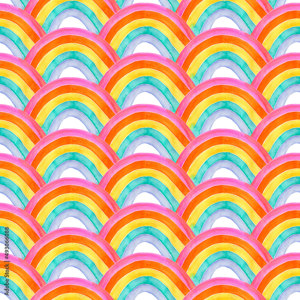 Watercolor rainbows, seamless pattern. Colourful abstract print. LGBT pride. Peace. Watercolor rainbows, seamless pattern. Colourful abstract print. LGBT pride. Peace.